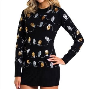 Tipsy Elves Light Strand Sequin Sweater Dress